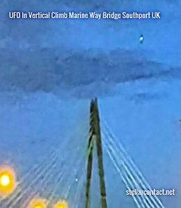 Radio Presenter films UFO near Marine Way Bridge Southport.
